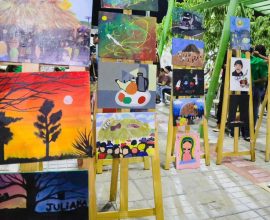 Pinturas al oleo por estudiantes Formarte.